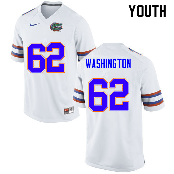 Youth #62 James Washington Florida Gators College Football Jerseys Sale-White